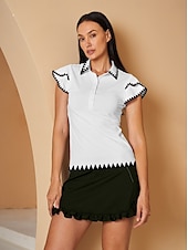 billiga Kvinnors golfkläder-Dam Vandringspolotröja Vit Kortärmad Överdelar Golfkläder för damer Kläder Outfits Bär kläder