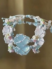economico Bracciale da donna-Bracciale da donna fatto a mano con pietre preziose floreali – perline di cristallo naturale, stile boho regolabile, ideale per abbigliamento casual, regali e outfit ispirati alla natura