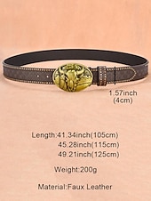 tanie Paski męskie-męski pasek ze sztucznej skóry w stylu western z brązową klamrą w kształcie czaszki byka, idealny do codziennych i kowbojskich strojów