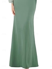 preiswerte Bodenlänge-Meerjungfrau  Trompeten Brautmutter Kleid Elegantes Off-Shoulder Bodenlang Spitze Lange Ärmel mit einfarbigem Material