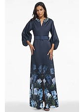 billige blomster-A-linje kveldskjole elegant kjole formell bryllup gulvlang kortermet V-hals lommer sateng med blomstertrykk