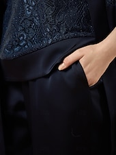 levne dámské společenské kalhoty-Dámské Oblekové Drzý Široké nohavice Elegantní Módní Formální Plná délka Středně vysoký pas Pevná barva Kapsy Elastický pas Lehce elastické Formální Svatební Obchod Námořnická modř Jaro. Podzim