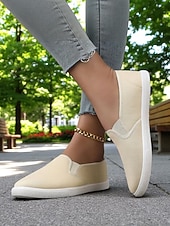 olcso Női tornacipők-női vászon bebújós tornacipők – könnyű, minimalista lapos cipők mindennapi ügyintézéshez, parkban sétáláshoz és hétvégi villásreggelihez