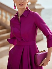 ieftine verde-Rochie de seară elegantă, linie A, rochie formală pentru invitați la nuntă, lungime podea, mânecă lungă, guler cămașă, buzunar, satin cu crăpătură 2025