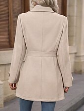 abordables Manteaux d&#039;Hiver-Femmes Manteau d&#039;Hiver Manteau Chaud Confortable Boutons Mode Uni Fête Sortir Parc Simple Boutonnage Long Col Rabattu Coupe régulière manche longue Vêtements d&#039;extérieur Abricot Automne Hiver