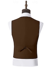billige Middagsselskap-herredresser til fest, aftenantrekk, smokinger, brun, lysegrå, mote, formell, ensfarget, standard passform, 3-delt, enkeltspent, én knapp