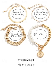 お買い得  結婚 ACC-レディースゴールドチェーンとパールブレスレットセット、ファッショントグルクラスプジュエリー、女の子と女性のためのエレガントなレイヤードスタイル、パーティー、結婚式、オフィス、普段使いに最適