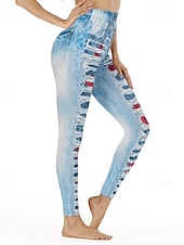 billige -Dame Bukser Leggings Gatemote Fritid Full lengde Naturlig Blomsternål i krystall Elastisk midje Trykt mønster comfy Utendørs Bekvem Feriereise Ut på byen Grå Svart Blå Høst Normal