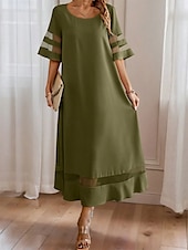 tanie Biała sukienka-Damskie Sukienka maxi Letnie sukienki Codzienny Codzienny Regularny Graficzny Rękaw 1/2 W serek Czarny Żółty Rumiany róż Wino Lato