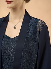 levne Blazery a obleky-Dámská přehozová bunda s krajkou, elegantní, módní, formální, formální, svatební, večírek, večírek, otevřený střih, dlouhá, bez límce, volný střih, 3/4 rukávy, svrchní oblečení, tmavě modrá, léto,