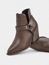 olcso Cowboy és nyugati csizma-női hegyes orrú bokacsizma – műbőrből készült, középmagas sarkú western csizma irodai viseletre, városi utcai stílusra és mindennapi munkásviseletre