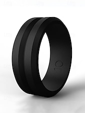 economico Gioielli da uomo-fede nuziale in silicone da uomo con design a doppia scanalatura – elastico leggero da 8 mm per stili di vita attivi, allenamenti in palestra e sport all&#039;aria aperta