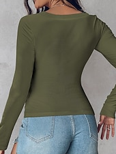  Per donna Maglietta Semplice Moda Elegante Classico Manica Lunga Girocollo Top Regolari Quotidiano Uscire Weekend Nero Rosso Verde Cachi Grigio Estate Primavera Autunno