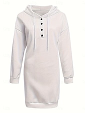 preiswerte Einfaches Kleid-Damen Minikleid Shiftkleid Lässig Täglich Lässiger Schnitt Grafik Langarm Mit Kapuze Schwarz Weiß Rosa Wein Frühling Herbst Winter