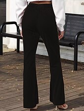 economico gamba larga e vita alta-Per donna Pantaloni a zampa Pantaloni Eleganti Streetwear Casual Lunghezza intera Naturale Semplice Elastico in vita Comodo All&#039;aperto Confortevole Vacanza Streetwear Marrone scuro Nero Rosa Autunno