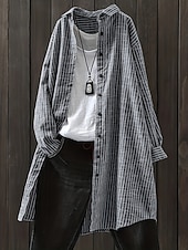 Χαμηλού Κόστους Απλές μπλούζες-Γυναικεία Casual πουκάμισο Πουκάμισο με κουμπιά Μπλούζα Κουμπιά Στάμπα Καρό Στυλάτο Βασικό Καθημερινό Μακρυμάνικο Απορρίπτω Μακριές μπλούζες Καθημερινά ΕΞΩΤΕΡΙΚΟΥ ΧΩΡΟΥ Αργίες