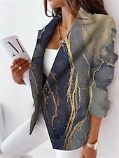 abordables Blazers et Costumes-Femmes Blazer Confortable Respirant Imprimé Occasionnel Dégradé de couleur Bureau Rue Occasionnel Tenue quotidienne Ouvert devant Régulier Col Rabattu Coupe régulière manche longue Vêtements