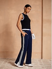 billiga Polos &amp;amp; kvartsdragkedjor-Dam Vandringspolotröja Blå och Svart Ärmlös Överdelar Golfkläder för damer Kläder Outfits Bär kläder