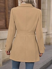 abordables Abrigos de Invierno-Mujer Abrigo de invierno Abrigo Mantiene abrigado Cómodo Botones Moda Plano Vacaciones Casual Diario Botonadura Simple Largo Cuello Vuelto Ajuste regular Manga Larga Ropa de calle Caqui Otoño Invierno