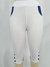 billiga Enkla Leggings-Dam Capribyxor Damasker Ledigt Fritids- Vadlängd Hög midja Färgblock Elastisk midja Mateial som andas Elastisk Semester Gata Dagliga kläder Svart Vit Rosa Sommar Höst Normal