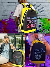 levne Batohy-Pánský nepromokavý batoh s LED displejem a ovládáním aplikací – školní a cestovní taška z umělé kůže v technickém stylu pro studenty, tvůrce a každodenní použití