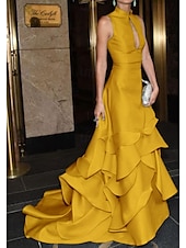 preiswerte BLAU-Blaues Meerjungfrau-/Trumpet-Galakleid Roter Teppich Kleid Formelles Kleid Hochzeitskleid Gericht Bahn Mock Neck Satin mit Rüschen Verdeckt Knöpfe