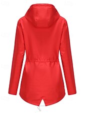 cheap Active Jacket-Women&#039;s Trench Coat Warm Comfortable Zipper Pocket Fashion Outdoor Plain Holiday Going out Zipper Regular Hooded Regular Fit Long Sleeve Outerwear Black Red Green Fall Winter