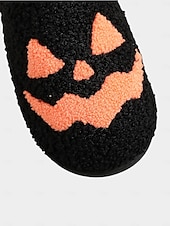 cheap Shoes For Women-Women&#039;s Halloween Pumpkin Face Slippers - Cozy Orange Plush Indoor Shoes with Jack-O&#039;-Lantern Design for Fall Nights,Costume Parties &amp; Gifts