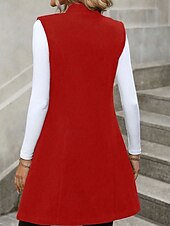 economico Gilet-Per donna Gilet Caldo Confortevole Bottoni Moda Semplice Ferie Weekend Monopetto Lungo Scollo a V Vestibilità regolare Senza Maniche Capispalla Nero Rosso Albicocca Autunno Inverno