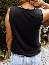 tanie Graficzny czołg-Festiwal Muzyczny Damskie Top z ramiączkami Bohema Zabytkowe Metaliczne Bez rękawów W serek Zwykłe topy Codzienny Czarny Biały Czerwony Lato Wiosna