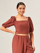 economico Bluse e camicie-camicetta smock in misto lyocell