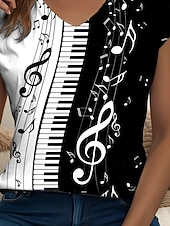economico Top in tessuto a righe e geometrico-Canotta da donna con stampa geometrica a righe, vintage, elegante, casual, senza maniche, scollo a V, normale, da giorno, in bianco e nero, estate