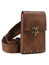 billiga Crossbodyväskor-Bohemisk westernmidjeväska i konstläder för kvinnor med vintagespänne, retro nitdetaljer och handsfree-telefonhållare, lämplig för festivaler, resor och dagligt utomhusbruk