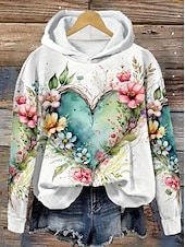 abordables Sweats à capuche-Femmes Sweat à capuche Graphique ancien Mode Western manche longue À capuche Hauts Réguliers Rue Tenue Quotidienne Fête Imprimé Poche Avant Blanche Jaune Gris foncé Rouge Marron Automne Hiver