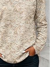 voordelige Boho t-shirt-Dames T-shirt Bloemig 3D Casual Lange mouw V-hals Gekerfde nek Normale tops Dagelijks 3D-afdrukken Afdrukken Khaki Lente Herfst