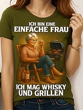 abordables T-shirt Humor &amp; Citations-Femmes T-shirt Graphique Lettre ancien Élégant Classique Manche Courte Col ras du cou Col rond Hauts Réguliers Quotidien Week-end Imprimé Noir Rouge Bleu Vert Été Printemps