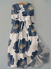 preiswerte Blumenkleid-Damen Midikleid Shiftkleid Lässig Täglich Normale Passform Blumen Grafik Halbarm Hemdkragen Gelb Rosa Rosa Blau Sommer Frühling