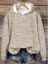 abordables Sweats à capuche-Femmes Sweat à capuche Fleuri Élégant ancien Rétro manche longue À capuche Hauts Réguliers Rue Tenue Quotidienne Imprimé Rose Claire Bleu Beige Printemps Automne Hiver