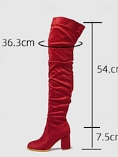 tanie Buty modowe-damskie zamszowe buty za kolano na klockowym obcasie – stylowy, luźny design z zapięciem na suwak, idealny na zimową modę