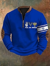 preiswerte Einfache Sweatshirts-Herren Sweatshirt Viertelreißverschluss Sweatshirt Schwarz Weiß Blau Halber Reißverschluss Grafik Farbblock Sport &amp; Outdoor Täglich Ferien Polyester Streetwear Lässig Herbst Winter Bekleidung