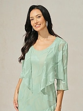 billige Dressy topper-Dame Trekker på skuldrene Helfarge Elegant Stilfull Fritid 3/4 ermer Asymmetrisk Crop Tops Bryllupsgjest Strandbryllup Salvie Grøn Svart Hvit Rosa Rød Sommer Vår Høst