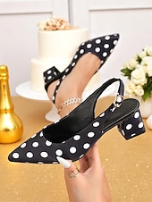 abordables Années 1950-Escarpins à talons compensés et bride arrière à pois pour femmes – chaussures habillées style années 1950 pour les fêtes, le bureau et les événements rétro