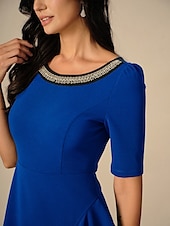 ieftine Rochii Party-Pentru femei Rochie Maxi Rochie cu Volane Elegant Fit regulat Culoare solidă Manșon scurt Stil Nautic Albastru regal Vară Primăvară Toamnă