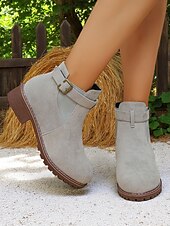 cheap Ankle Boots-Women&#039;s Brown Ankle Boots – Fall Boots with Buckle Strap for Oktoberfest, Farm Markets, Beer Festival and Rustic Outdoor Days