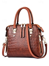 levne Kabelky a tote tašky-Dámská kabelka z umělé kůže s krokodýlím vzorem a střapcovým přívěskem – elegantní horní ucho a crossbody kabelka do práce, na nákupy i na každodenní výlety