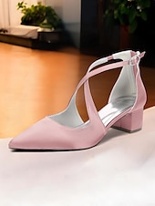 abordables cocktail-Escarpins à talons carrés et bout pointu en satin ivoire pour femmes - chaussures élégantes à brides croisées pour banquets formels et cocktails