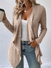 abordables Cardigans et vêtements d&#039;extérieur-Femmes Veste Décontractée Respirant Confortable Ourlet irrégulier Occasionnel Uni Vacances Rue Occasionnel Tenue quotidienne Ouvert devant Régulier Sans Col Coupe régulière manche longue Vêtements