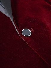 cheap Men&#039;s Classic Blazers-Men&#039;s Velvet Blazer Jacket Party Tuxedos Warm Vintage Fall Winter Solid Color Pocket Classic Single Breasted One-button Blazer Black Red Blue Green