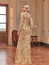 cheap BLUE-Mermaid / Trumpet Quinceanera Dresses Elegant Dress Formal Wedding Floor Length Long Sleeve Sweetheart Sequined with Sequin