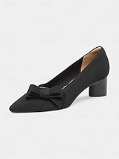 preiswerte Block Heels-Grüne Strick-Blockabsätze mit Schleife für Damen – atmungsaktives Flyknit-Gewebe, leichte und bequeme Mittelabsätze für den Weg zur Arbeit, das Büro und den Alltag